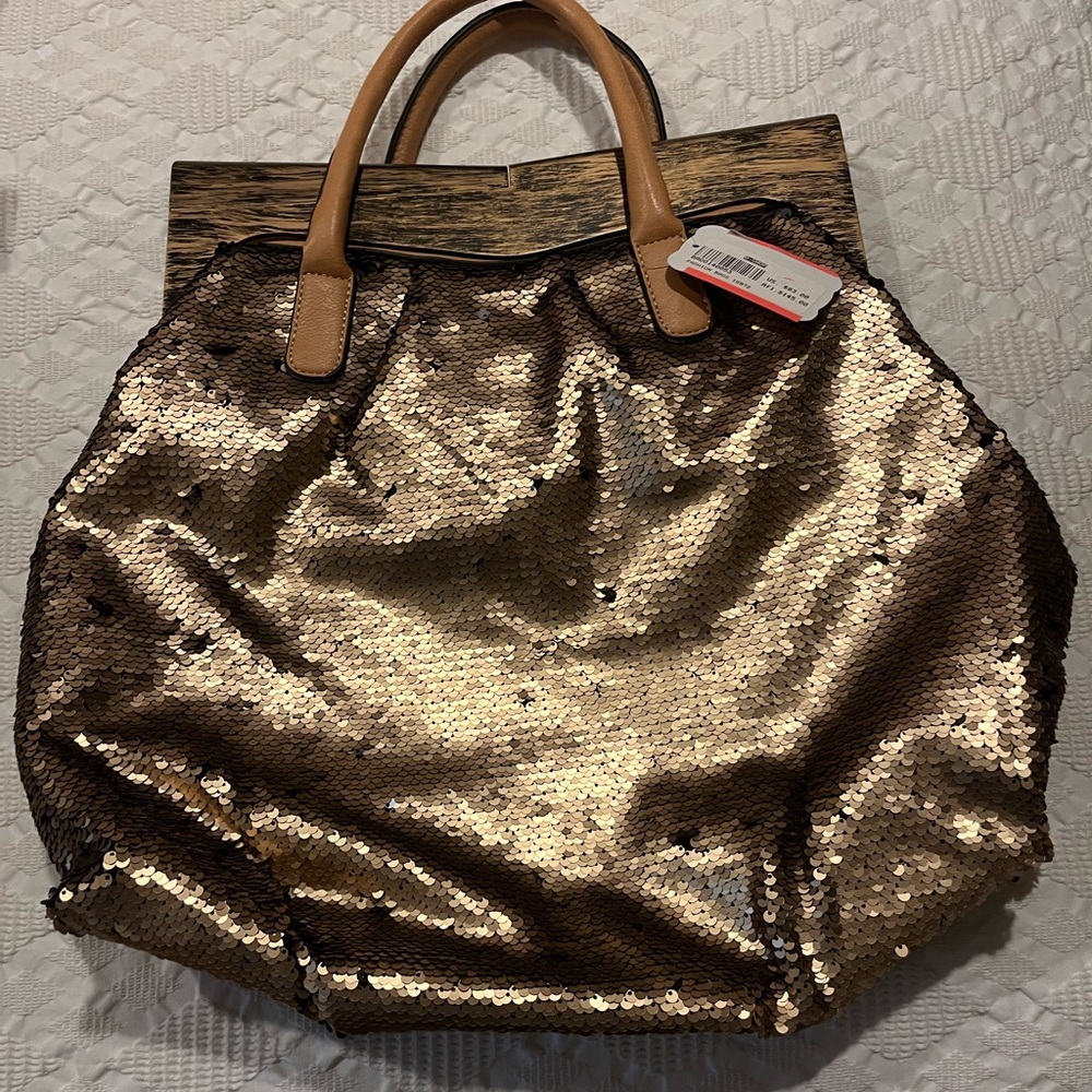 Gold large sequin purse